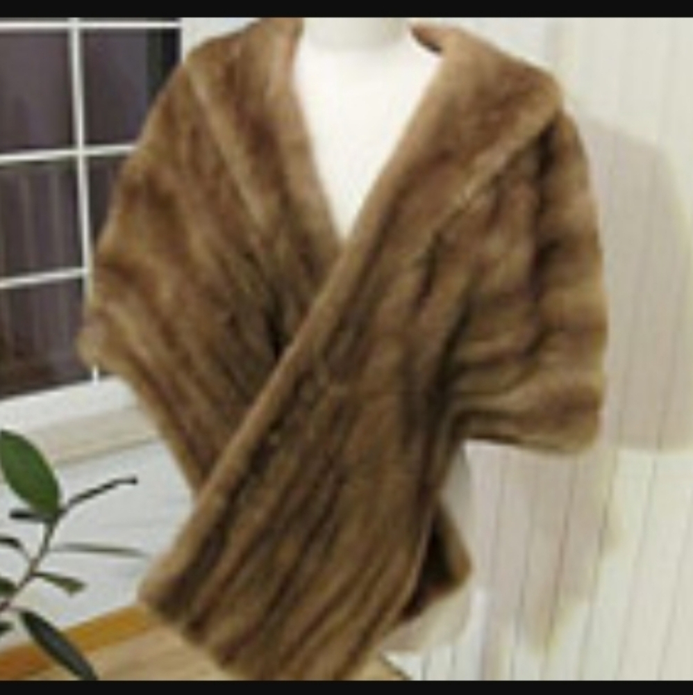 LUNARAINE VINTAGE AUTHENTIC MINK FUR STOLE SIZE: LARGE-XLARGE